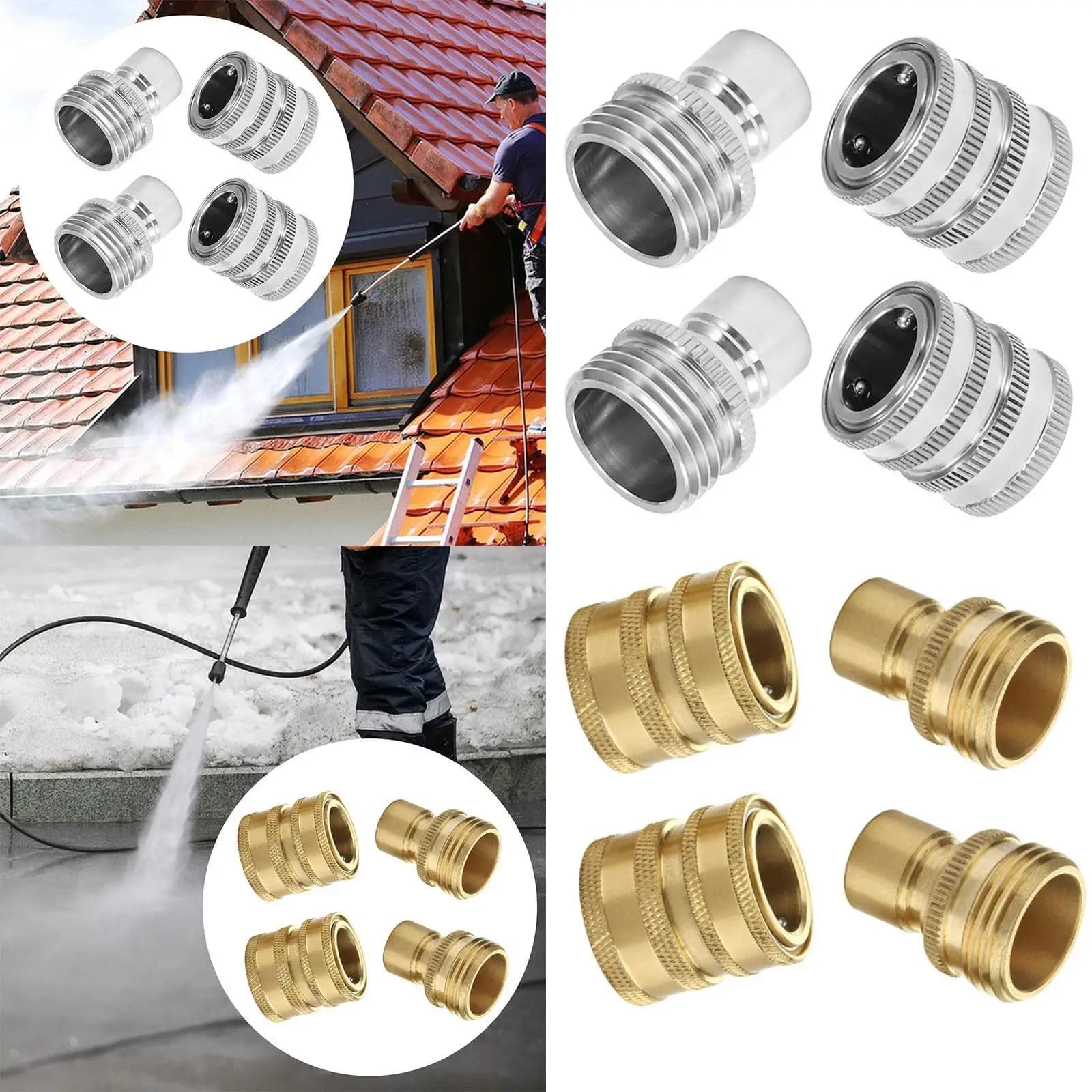 Quick Hook Connector Direct 3/4 Poles for Garden Pipe, Garden Cleaning Adapter