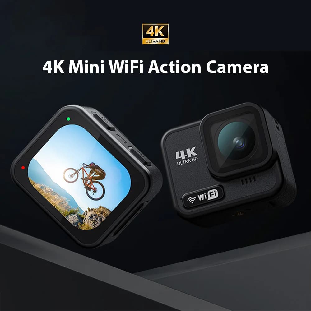 4K Mini Sports Camera WiFi Action Camera with 2.1 Inch Touch Control Screen 170° Wide Angle Lens Anti-Shake 21M Body Waterproof
