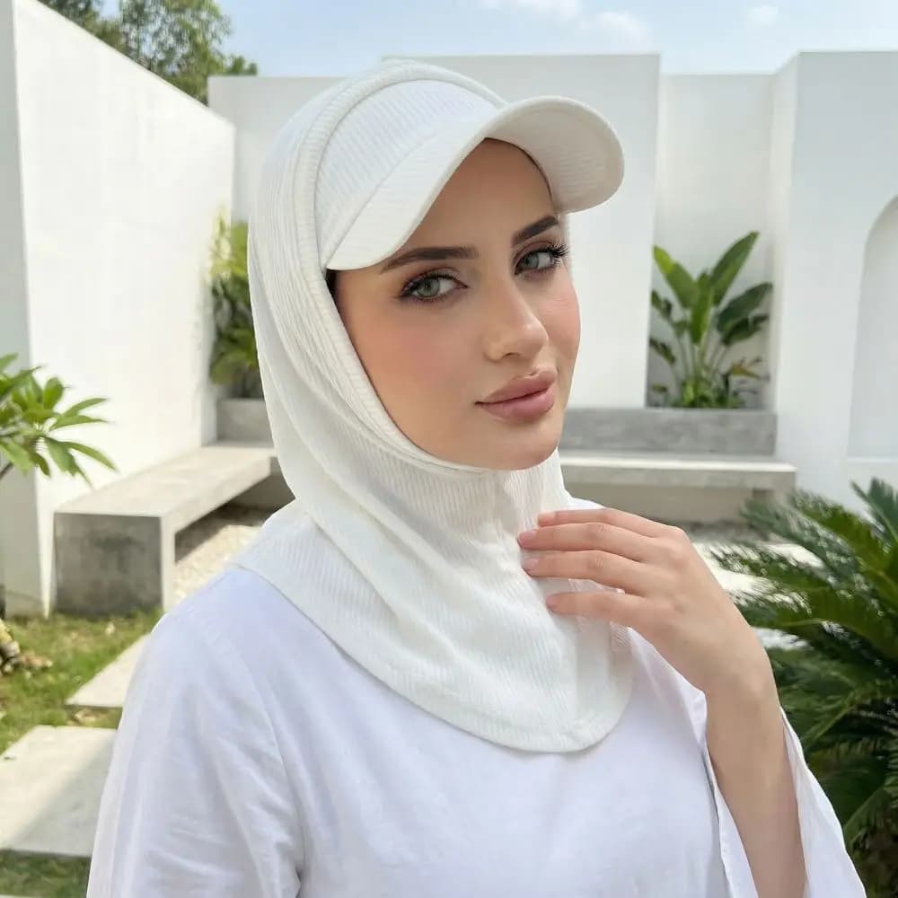 Classical Casual Sun Hat with Hood, Unit Tinta, Tesa Larga, Collo Protection, Breathable, Solar Protection, Muslim Turban, Summer Sports