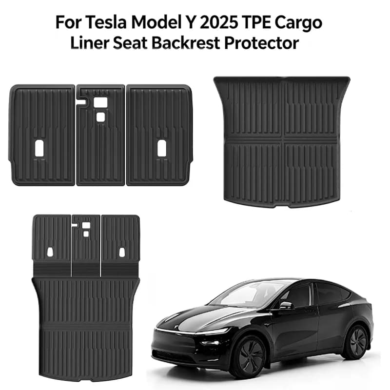 For Tesla Model Y 2025 TPE Trunk Mat Seat Backrest Cover All Weather Anti Slip Waterproof Anti Kick Car Interior Accessories