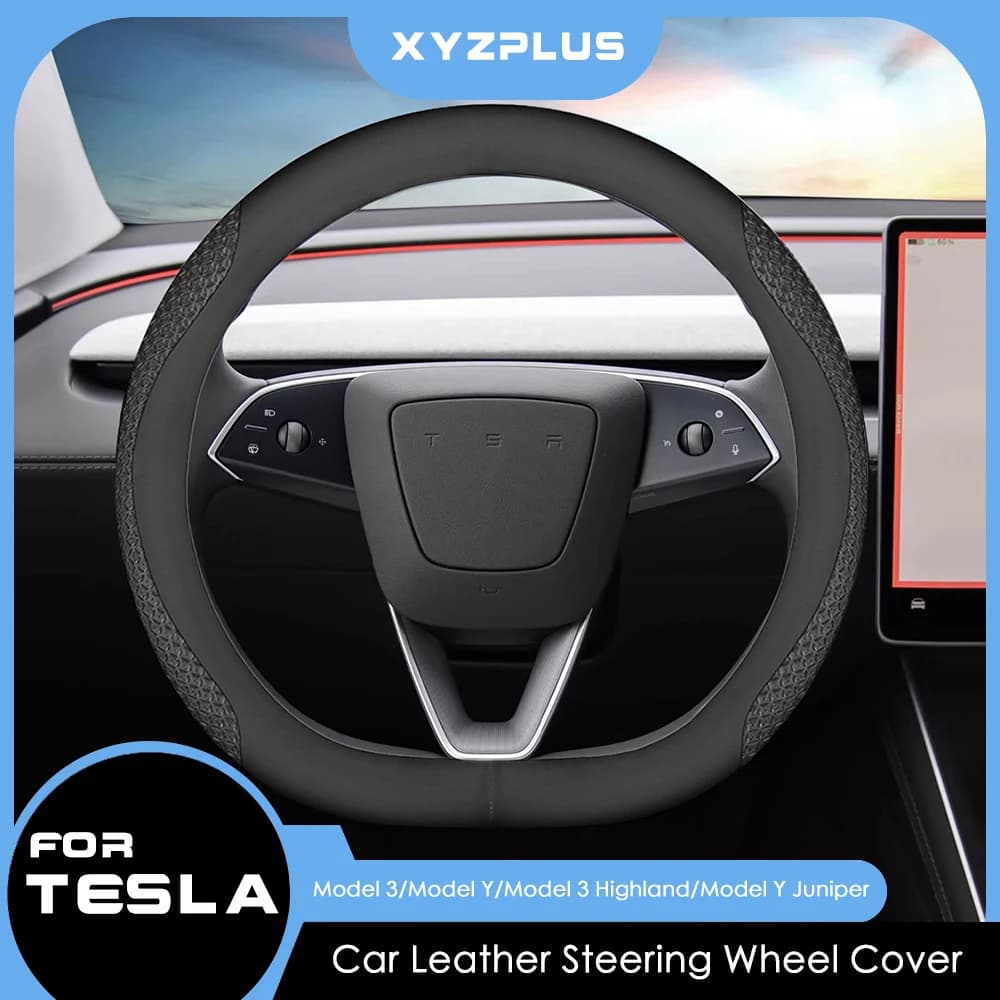 36cm Anti-slip Leather Cover for Tesla Model 3/Y, Model 3 Highland, Model Y Juniper 2026