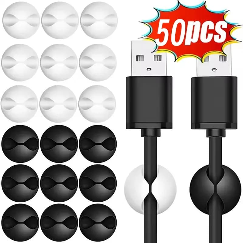 5/50 pezzi clip per cavi da parete da tavolo gestione dei cavi organizzatori di cavi autoadesivi morsetto di supporto per cavi per cuffie di rete USB