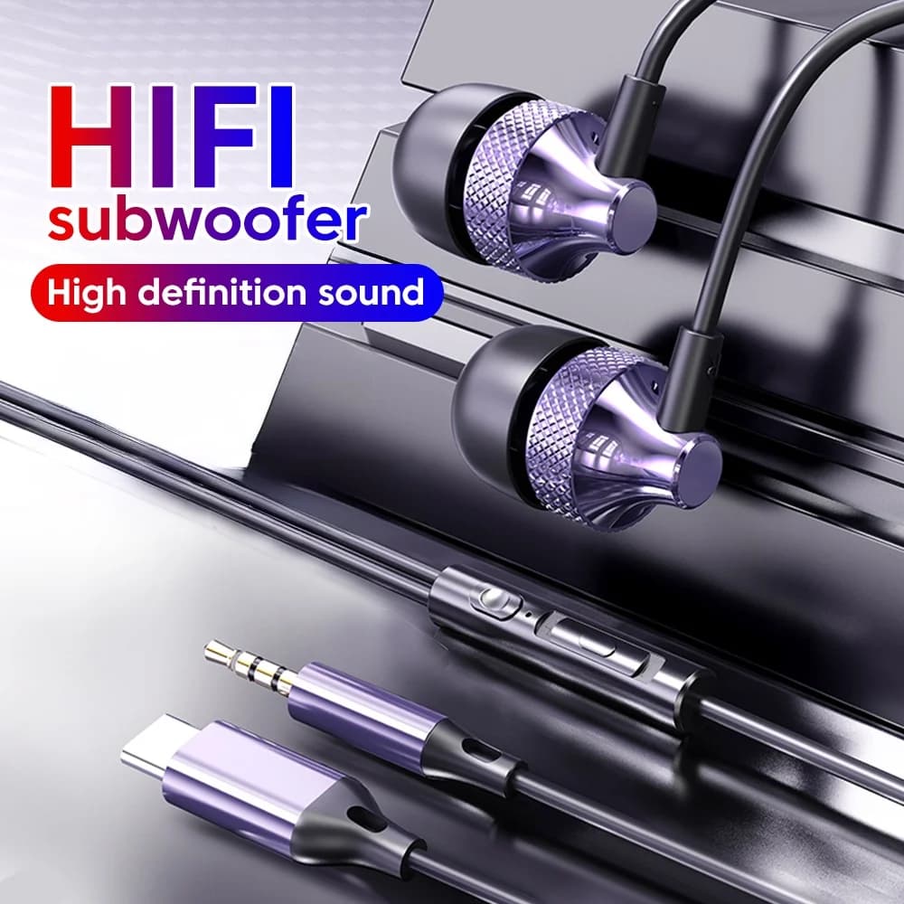 OLAF 3.5mm Type-C Spine Headphones HIFI In-Ear Headphones Auxiliary speaker for Xiaomi Huawei Samsung Phones