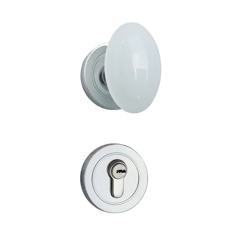 Serratura Sferica in Ceramica Bianca per Porte in Legno, Universale per Camere da Letto, con Maniglia Bianca