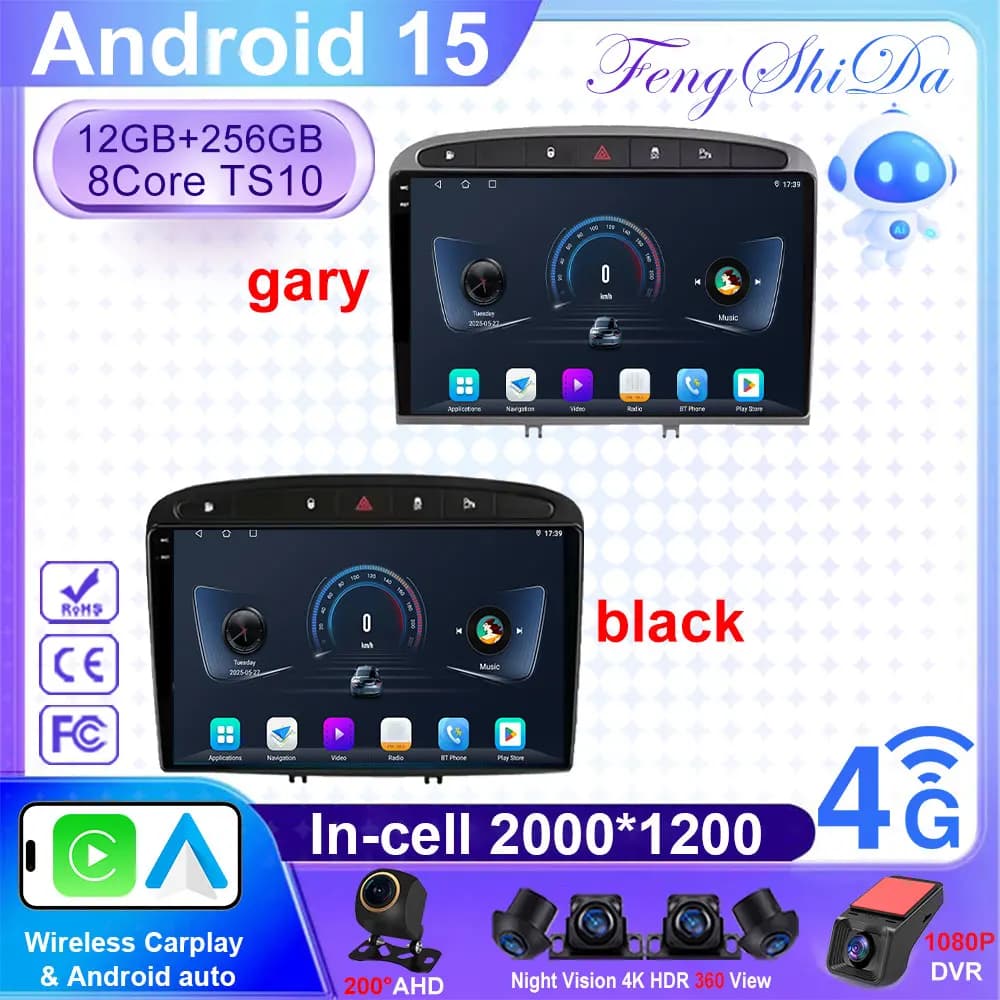 Autoradio Android Per Peugeot RCZ 308 SW 2007 - 2015 408 2012 - 2020 Multimedia Navigazione GPS Wireless Carplay DSP No 2din Auto