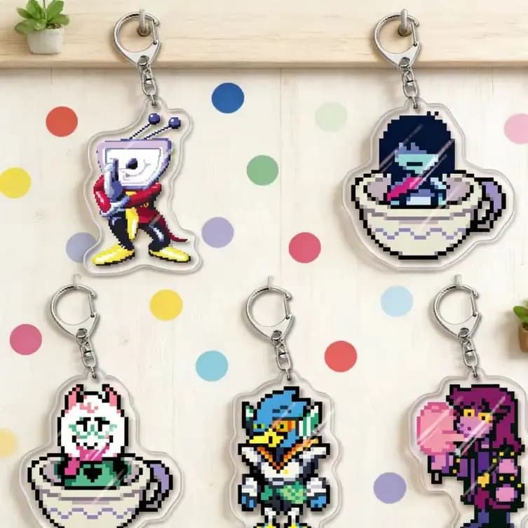 Game Deltarune 6CM HD Acrylic Keychain Collecting Accessories Tenna Kris Berdly Pendant Bag Car Keychain Cosplay Toy For Gift