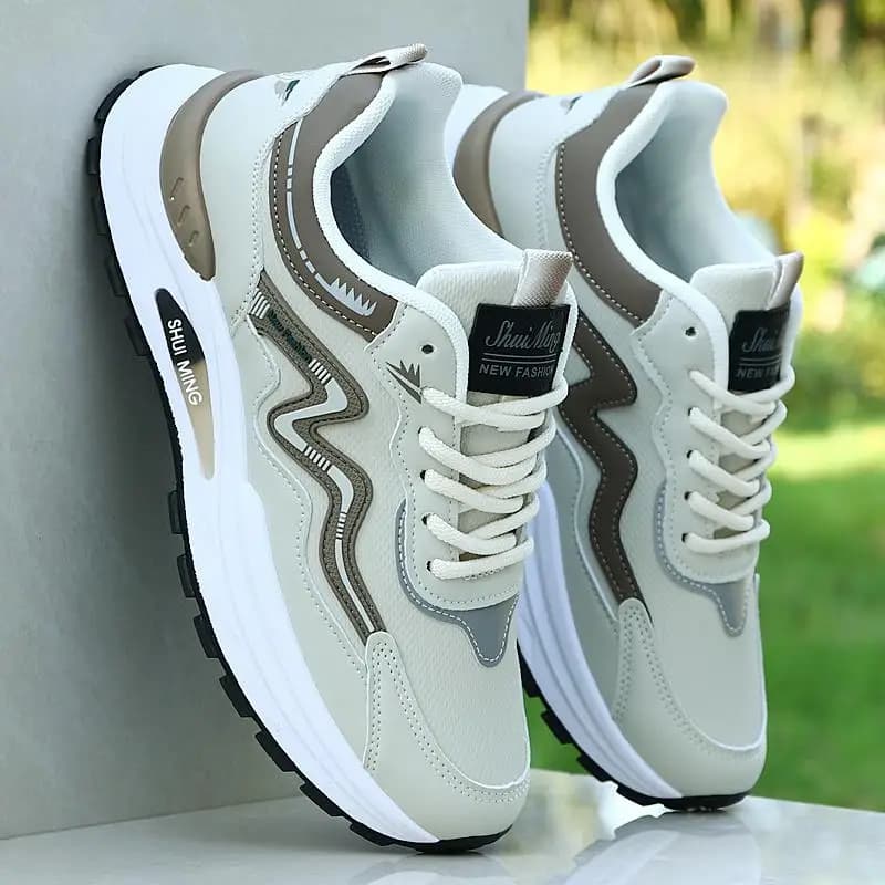 Waterproof Leather Men's Sports Shoes Anti-Slip Wear-Resistant Casual Running Shoes Soft Bottom Trendy All-Match Student Shoes