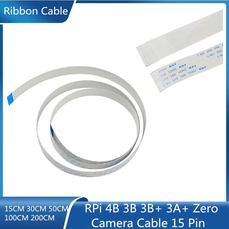 Raspberry Pi 4B 3B 3B+ 3A+ Camera cable Flexible flat belt cables 15 pin Step 1MM 15CM 50CM 100CM 200CM for RPI