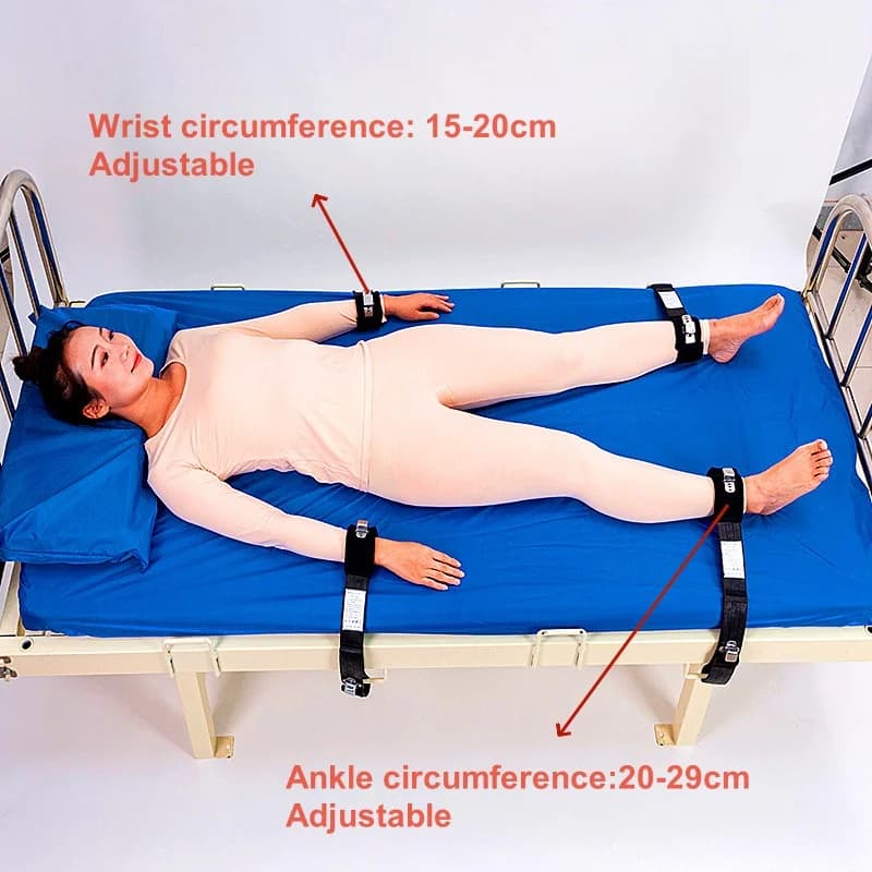 Set di Cinghie Magnetiche a Rilascio Rapido per Fissaggio a Letto, per Riabilitazione Psichiatrica, Fissaggio di 2 Mani e 2 Piedi