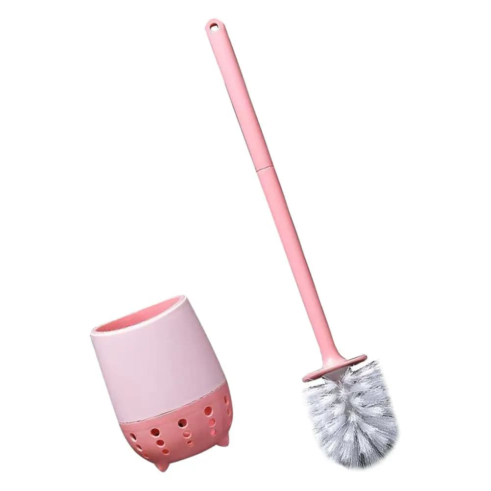 1Set Toilet Brush Set Compact Long Handle Scrubber for Bathroom Cleaning Non-Scratch Bowl Cleaners Brush with Holder