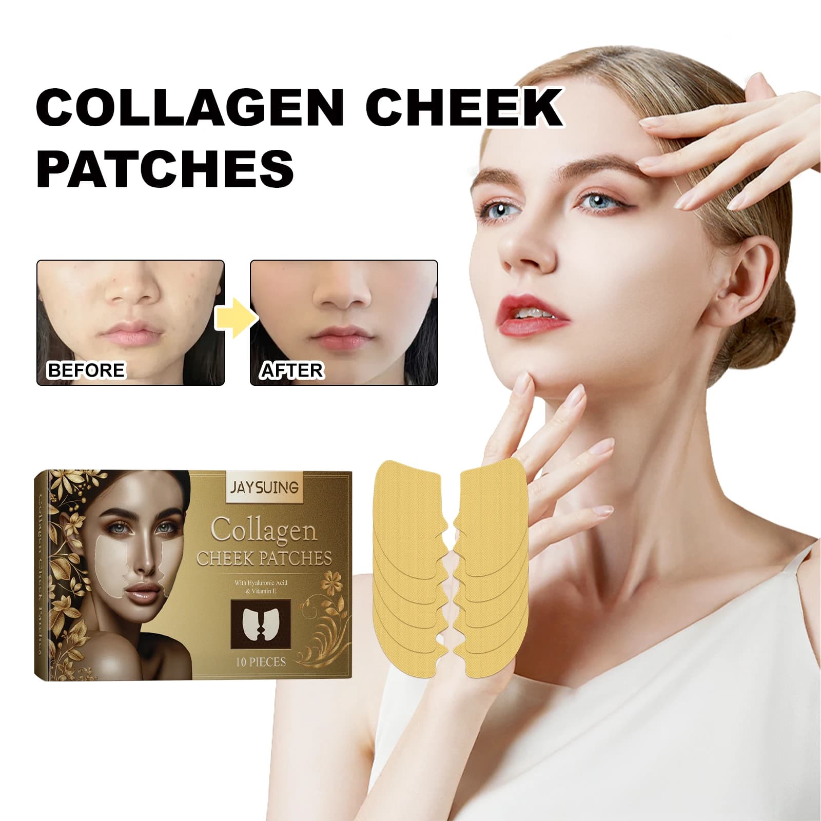 JAYSUING Patch to the Collagen for Guance - Anti-Smiles, Lifting and Shaving Skin, Careful Subtle Lines and Wheels Marionette, Hydrating