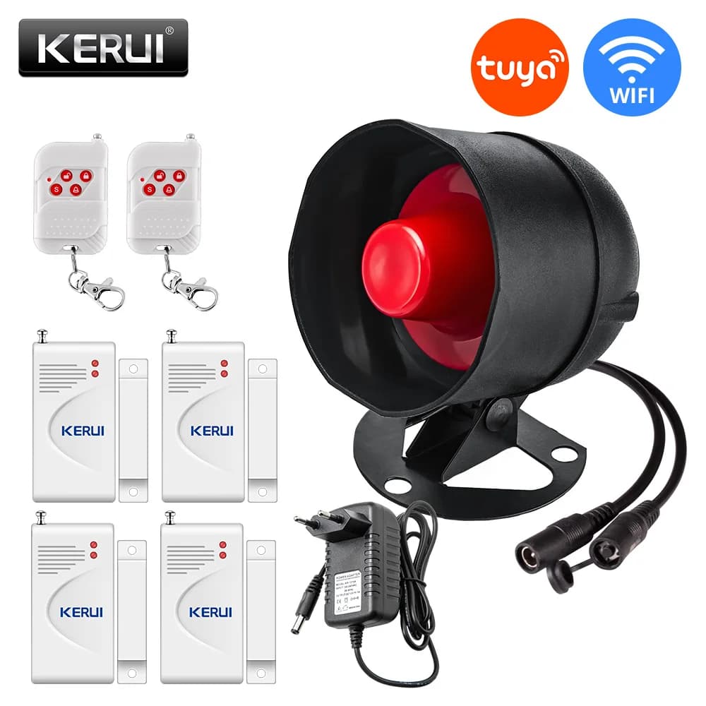 KERUI Tuya Smart WIFI Sistema di allarme di sicurezza wireless Sirena Antifurto domestico Sensore porta di movimento Compatibile Google Home Alexa 433Mhz