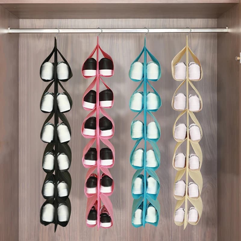 1pc scarpe portaoggetti borsa appesa borsa portaoggetti per scarpe in tessuto non tessuto multistrato pieghevole armadio portascarpe guardaroba organizzatore