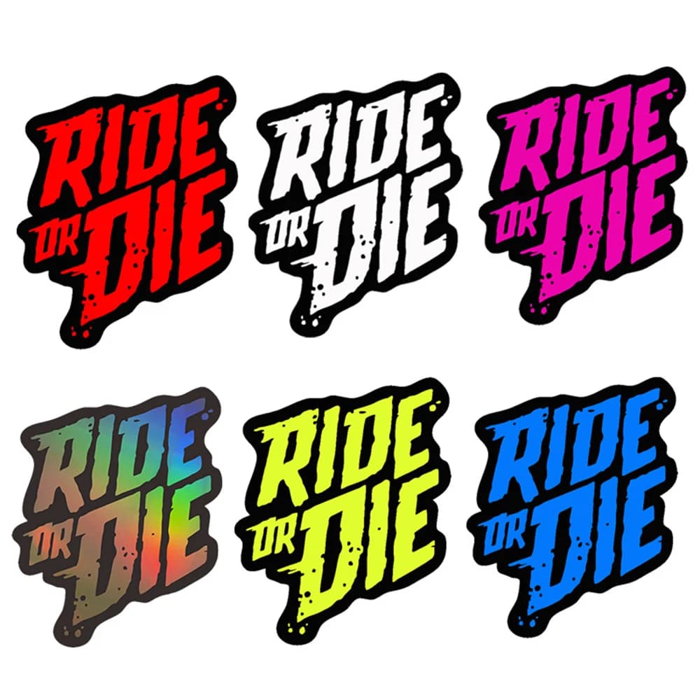 Adesivi per telaio bici Ride or Die, decalcomanie in vinile impermeabili fai da te per tubo superiore MTB, mountain bike, accessori per casco da moto