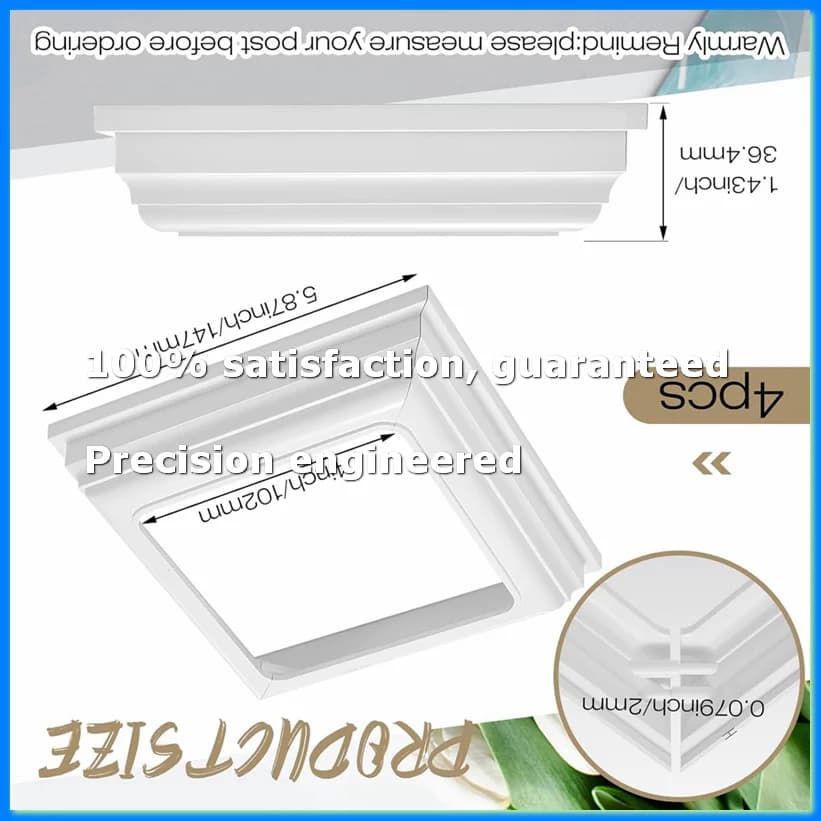 4x4Inch Vinyl Post Skirt-White Post Base Cover Trim for Wood and Vinyl Posts,Deck and Porch Column,Stair Rails-Set of 4-A73M