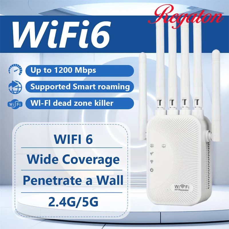 Amplificatore di Segnale WiFi Dual Band 2.4GHz 5G, Ripetitore 1200M ad Alte Prestazioni, Estensore di Portata Facile da Configurare per Interni
