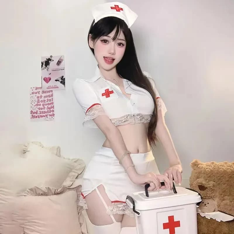 Women's Cosplay Dress Uniform White Tent Short Sleeved Gonna Sexy Dress for Women Role Game Sweet Dress
