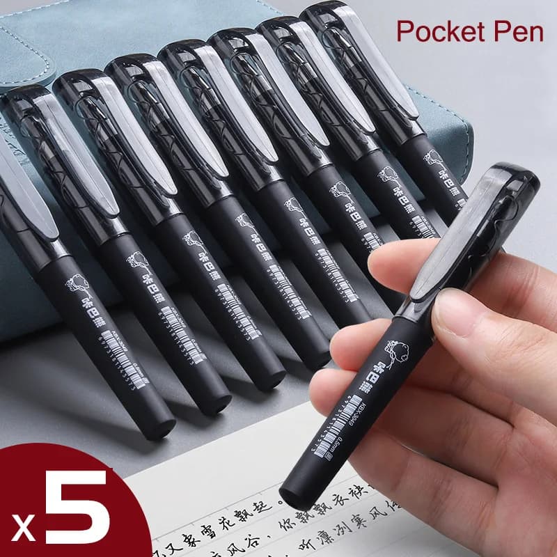 5pcs penna tascabile portatile piccolo Mini neutro 0.5mm inchiostro nero firma breve ufficio affari