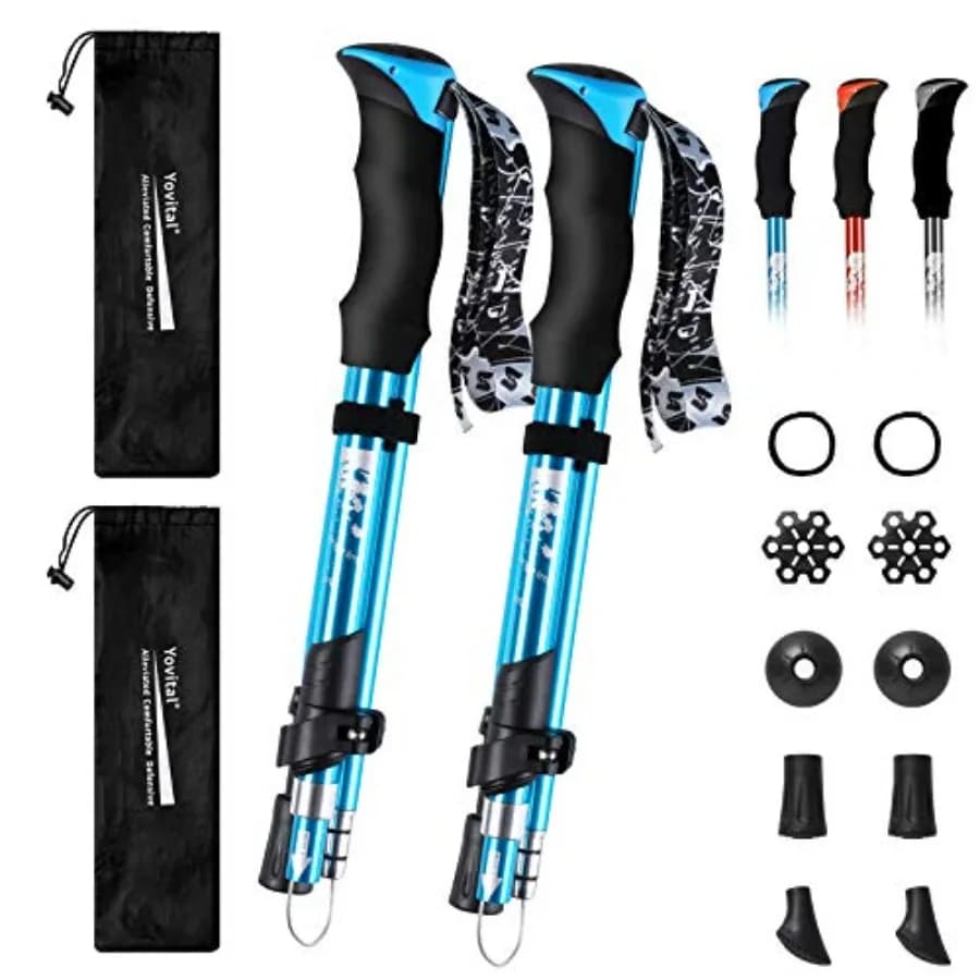 Bastoncini da Trekking - Bastoni da Passeggio Regolabili in Alluminio 7075 con Chiusura Rapida, Espandibili fino a 135 cm, Ultraleggeri per Escursionismo e Campeggio