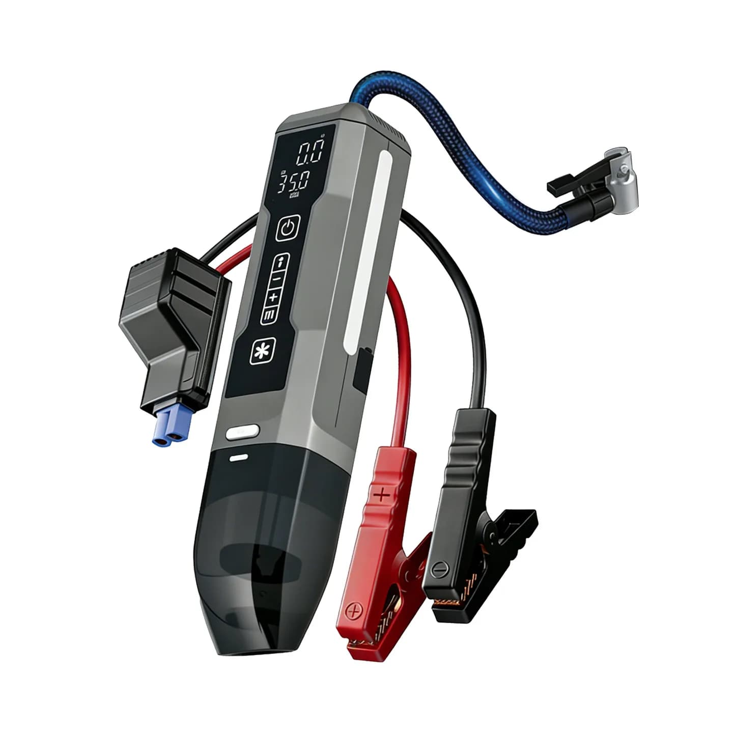 Avviatore di Emergenza Tutto-in-Uno, Starter per Auto 5-in-1 con Pompa d'Aria e Aspirapolvere, Booster Batteria 12V per Auto