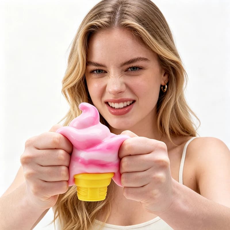 Giocattolo Squishy a Forma di Cono Gelato Origina, Palla Elastica Morbida in TPR per Decompressione, Antistress per Adulti e Bambini