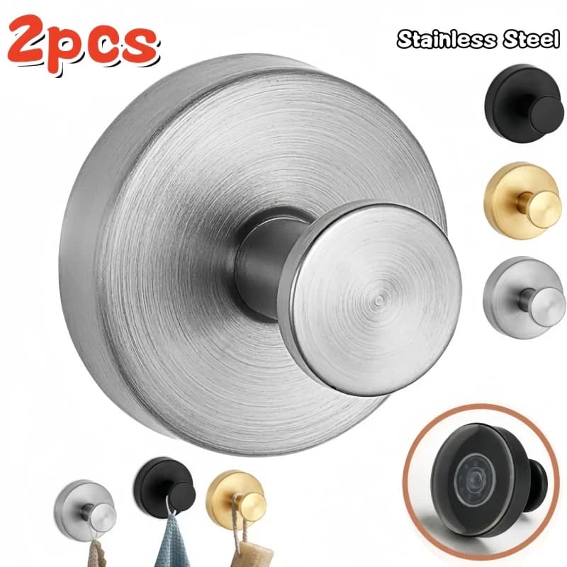 2Pcs Stainless Steel Suction Cup Hooks for Shower Bathroom,Hanging Towel Robe Loofah,Mounting On Glass Shower Doors,Tile,Mirrors