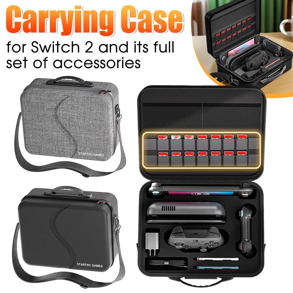 Custodia da trasporto per interruttori con maniglia e tracolla Borsa portaoggetti portatile Custodia protettiva antiurto per accessori Switch 2