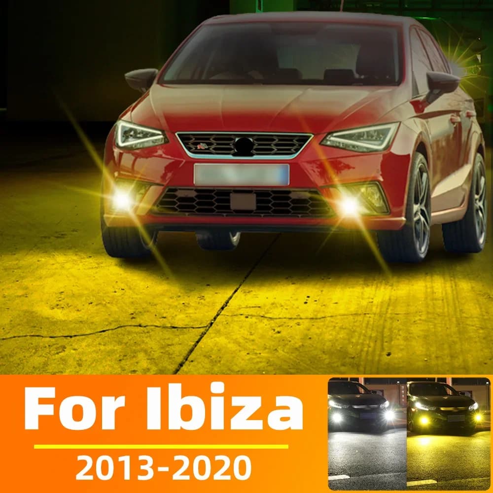 2 Pezzi per Seat Ibiza MK4 6J 6P MK5 KJ 2013-2020, Lampadine LED Bicolore Lampeggianti per Fendinebbia, Luci Anteriori Canbus Bianche