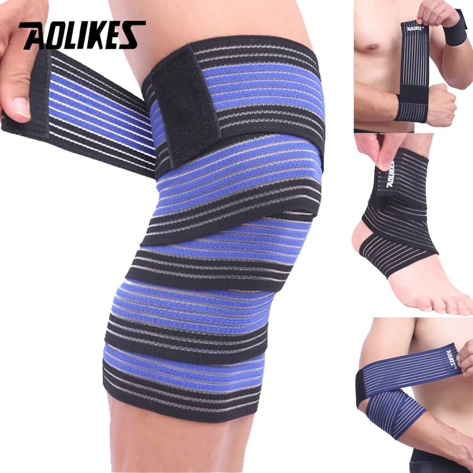 AOLIKES 1PC 40-180CM Benda elastica Compressione Supporto per ginocchio Cinghia sportiva Fasce protettive per ginocchio Caviglia Gamba Gomito Polso Vitello Tutore