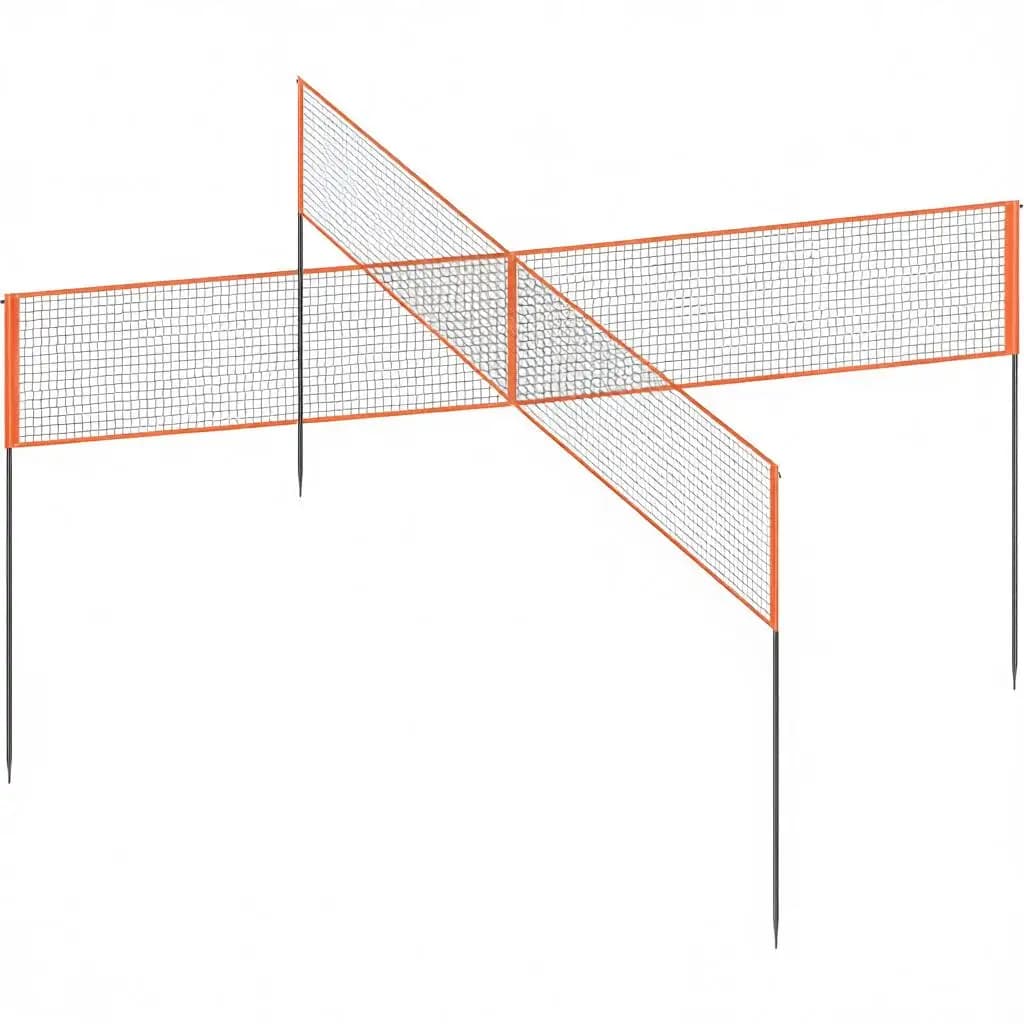 Rete da Pallavolo a 4 Vie, Set Rete da Badminton Regolabile in Altezza per Giardino, Spiaggia, Prato, Rete da Pallavolo Portatile da Esterno con Borsa per il Trasporto