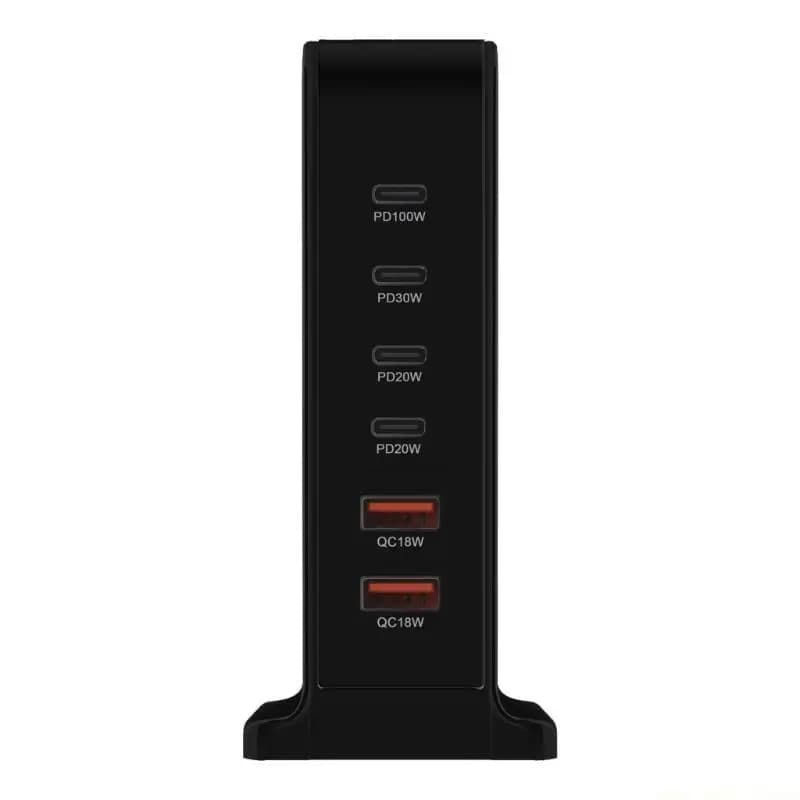 F62C 200W 6 porte Hub ricarica rapida per mattoni 2 USB + 4 tipo C Adattatore alimentazione per caricabatterie da muro con