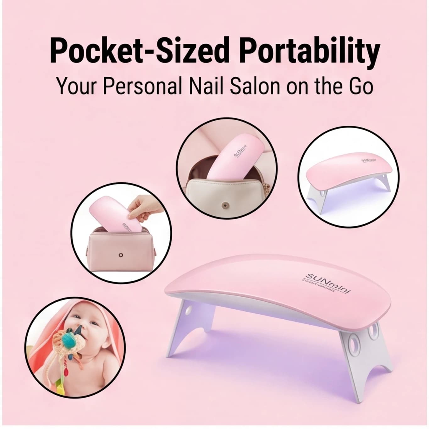 6 LED UV Nail Lamp for Gel Polish Curing, 6W Plug and Play UV Light, Compact Portable Nail Dryer for Home & Travel Use