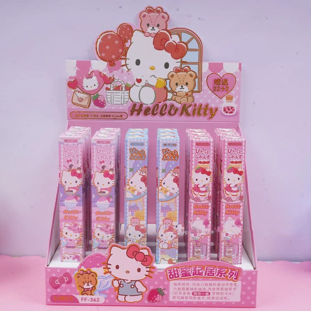 Nuovo modello Hello Kitty: Penna Gel a Pressione Carina 0.5mm Inchiostro Nero - Penne Neutre Promozionali per Ufficio e Scuola