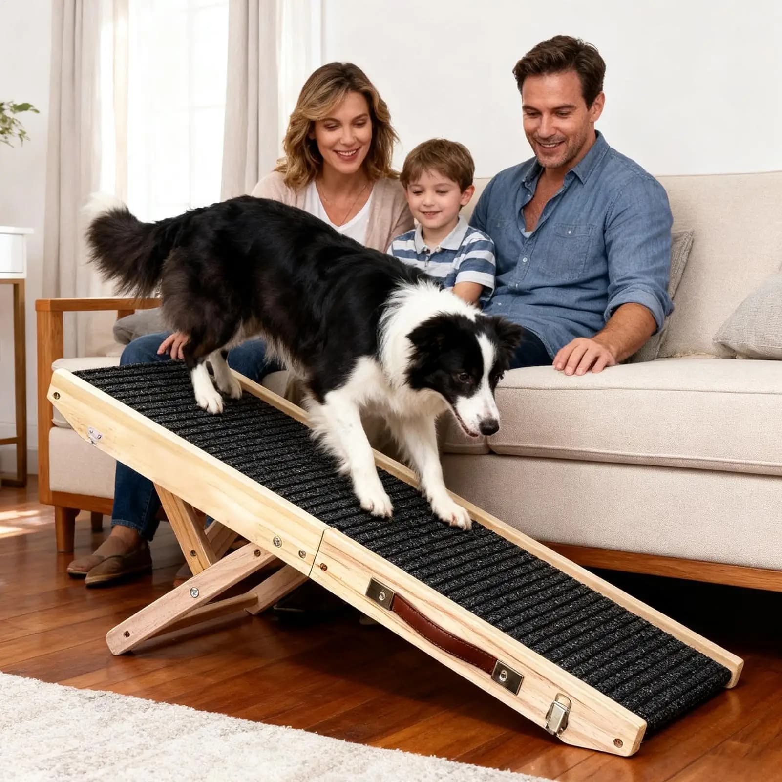 Rampa per cani per divano Scale portatili pieghevoli a 4 livelli Gradini per cani in legno per letto per cani Gatti Divano Suv Vari mobili per interni