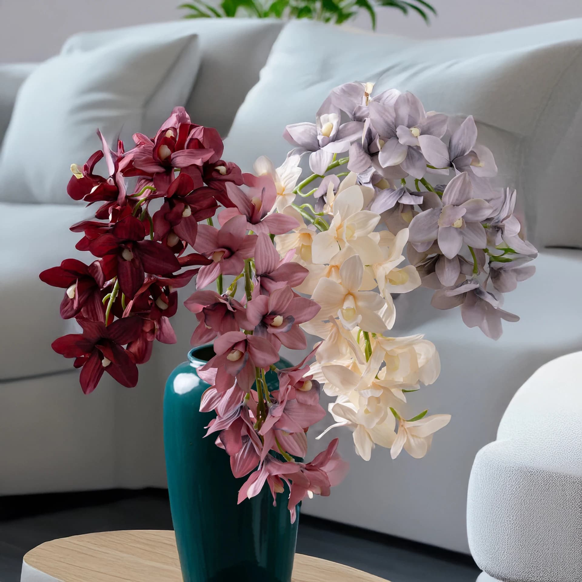 33 inch artificial cymbidium orchid flower composition for wedding bouquets Home decorations Photography Prop