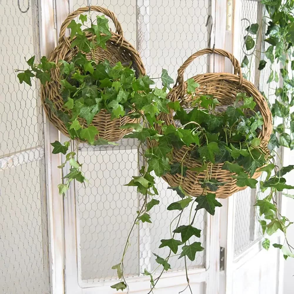 Rattan basket fixed to the wall flower basket hanging flower pot in hand made wicker decorations for home garden baskets for woven rattan pots