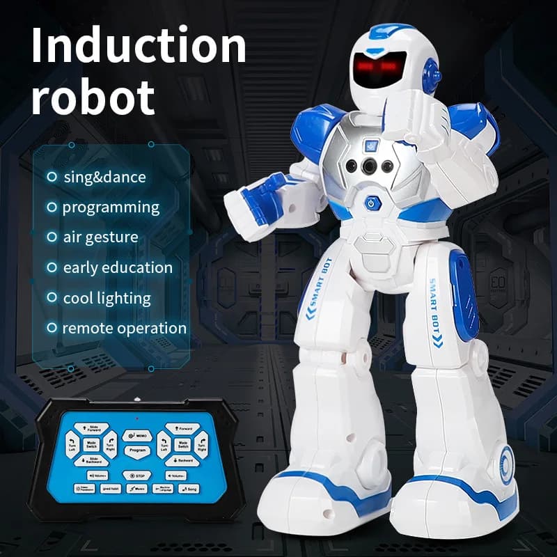 Robocop Robot intelligente per l'educazione precoce Canto elettrico Giocattolo telecomandato per bambini a induzione a infrarossi