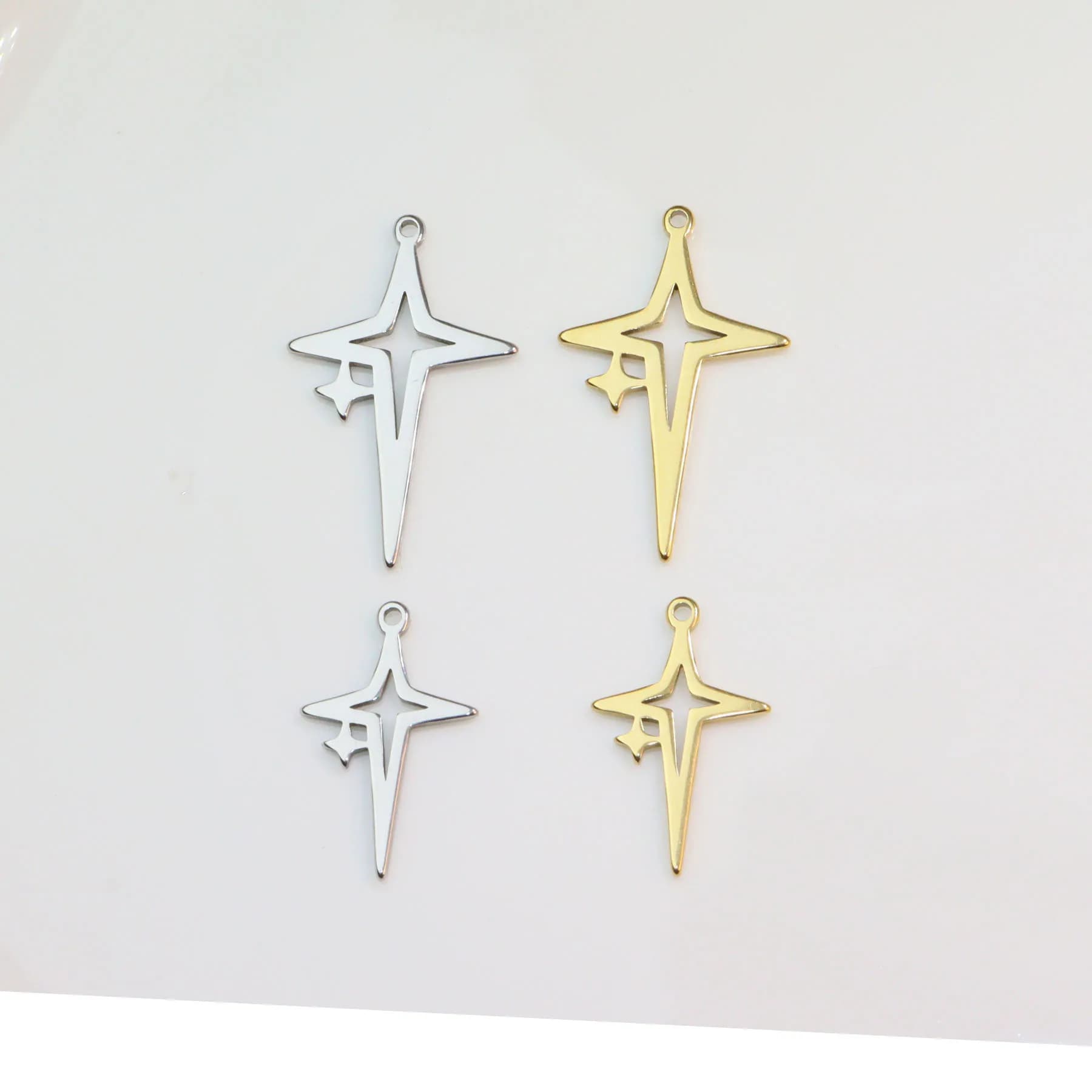 10pcs Wholesale Stainless Steel Nice Star Charms Pendant DIY Necklace Earrings Bracelets Unfading Colorless 2 Colors