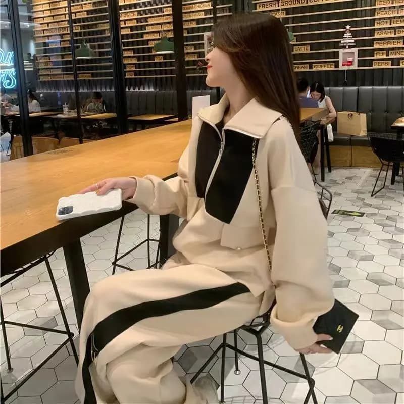 Women's Sweatshirt Set Casual Loose Fashionable Autumn Winter Two-Piece Suit Long Sleeve Hoodie with Pants Elegant Style