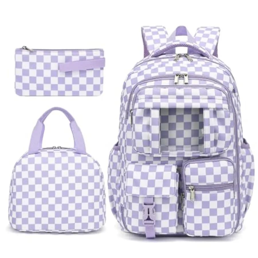 Set Zaino Scuola per Ragazze - Borsa Scolastica per Adolescenti con Porta Pranzo e Astuccio per Scuola Elementare e Media