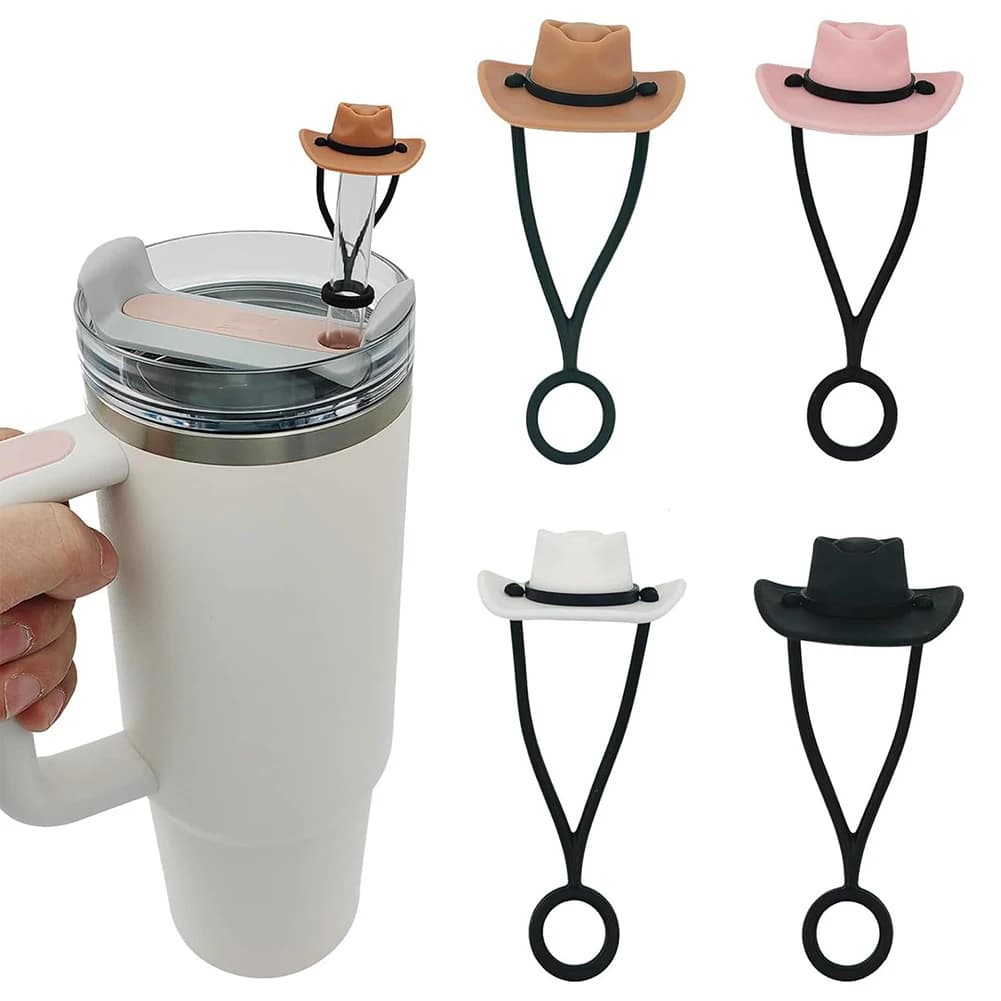 4 pezzi cappello da cowboy in silicone cappuccio di copertura di paglia riutilizzabile topper di paglia a prova di polvere punte di paglia coperchi carino copertura della punta di paglia
