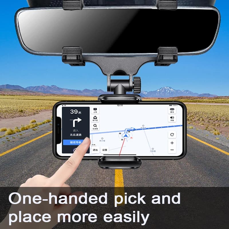 Supporto per telefono specchietto retrovisore per auto Regolazione della rotazione libera Supporto per telefono Staffa di navigazione per smartphone con pinza stabile