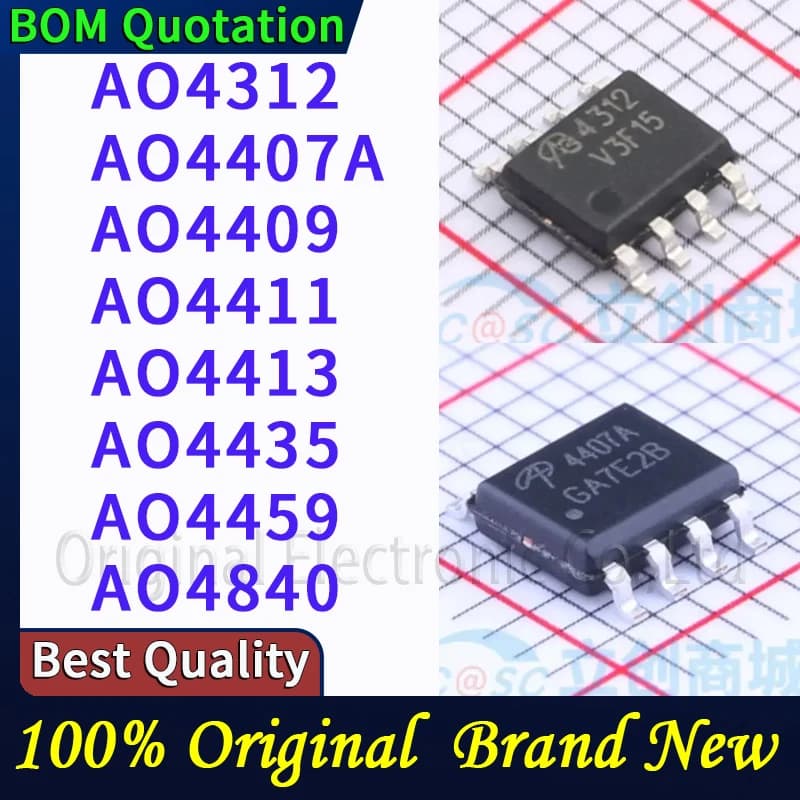 20pcs/lot AO4312 AO4407A AO4409 AO4411 AO4413 AO4435 AO4459 AO4840 In stock Original High quality