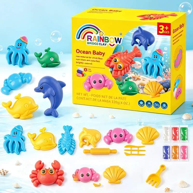 Kids Clay Dough Tool Set Play Dough Plasticine Marine Animal Molds DIY Handmade Kit for Children Educational Toy Kids Toys Gift