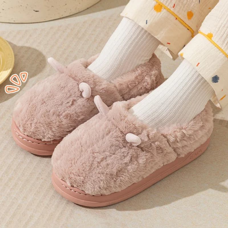 Inverno Eva Corno con suola spessa Peluche Cotone Trascina Coppia Borse da uomo e da donna carine e scarpe di cotone calde