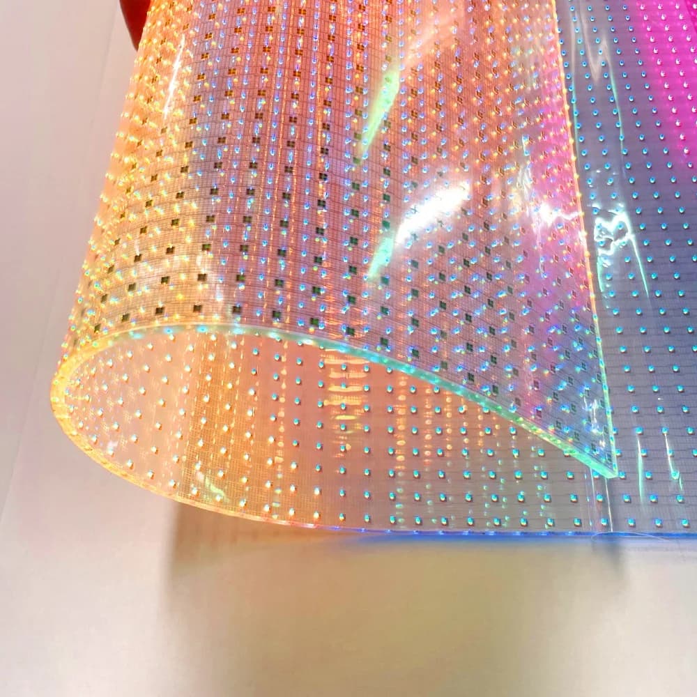 LED Transparent Film Screen Flexible Adhesive for LED Curtains on Glass Video Super Thin Transparent LED Film Display