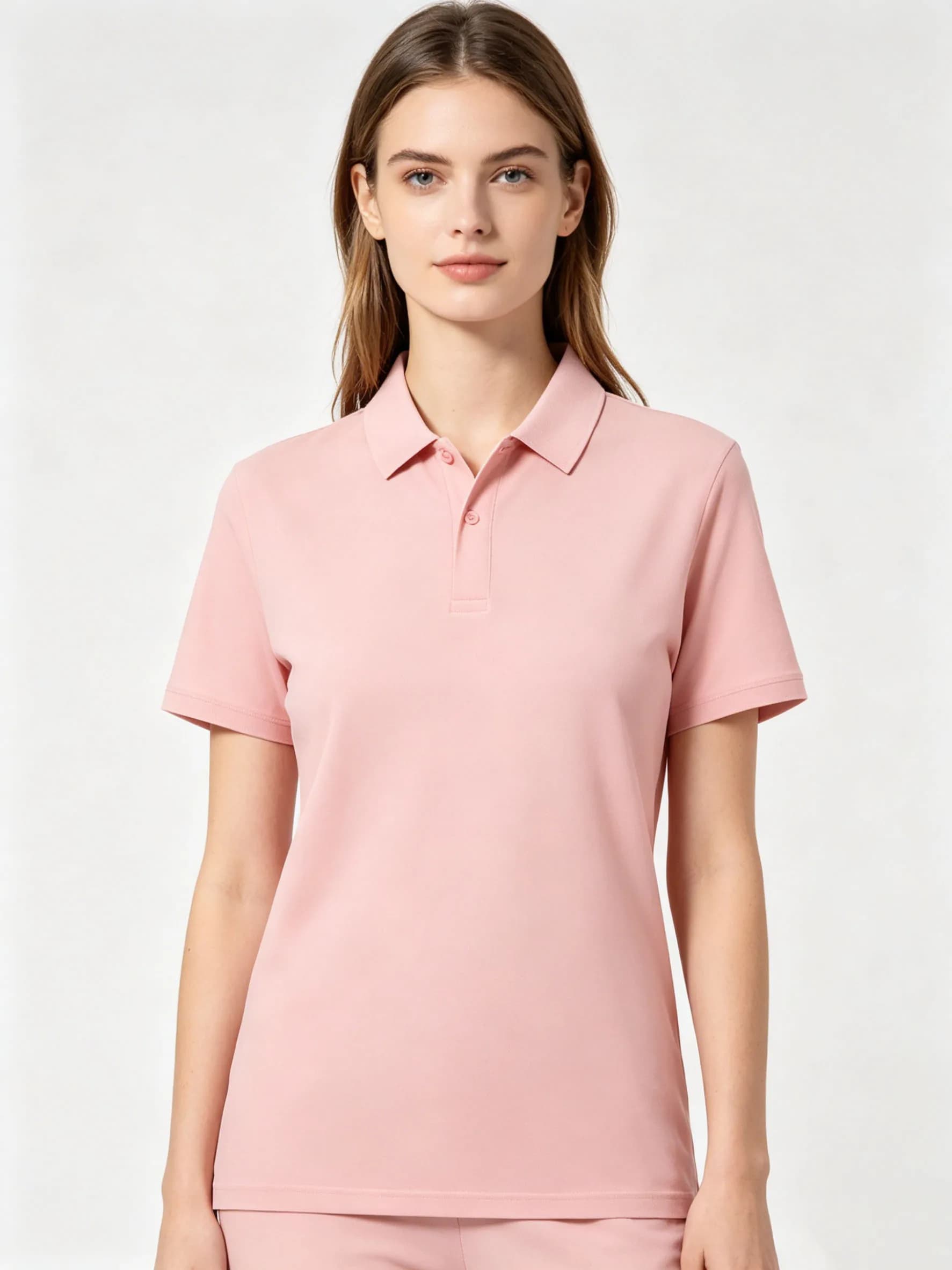 Women Solid Color Polo Shirts Summer Short Sleeve Lapel Collar Casual Tops Elegant Office Workwear Man Soft Basic Polo T-shirt