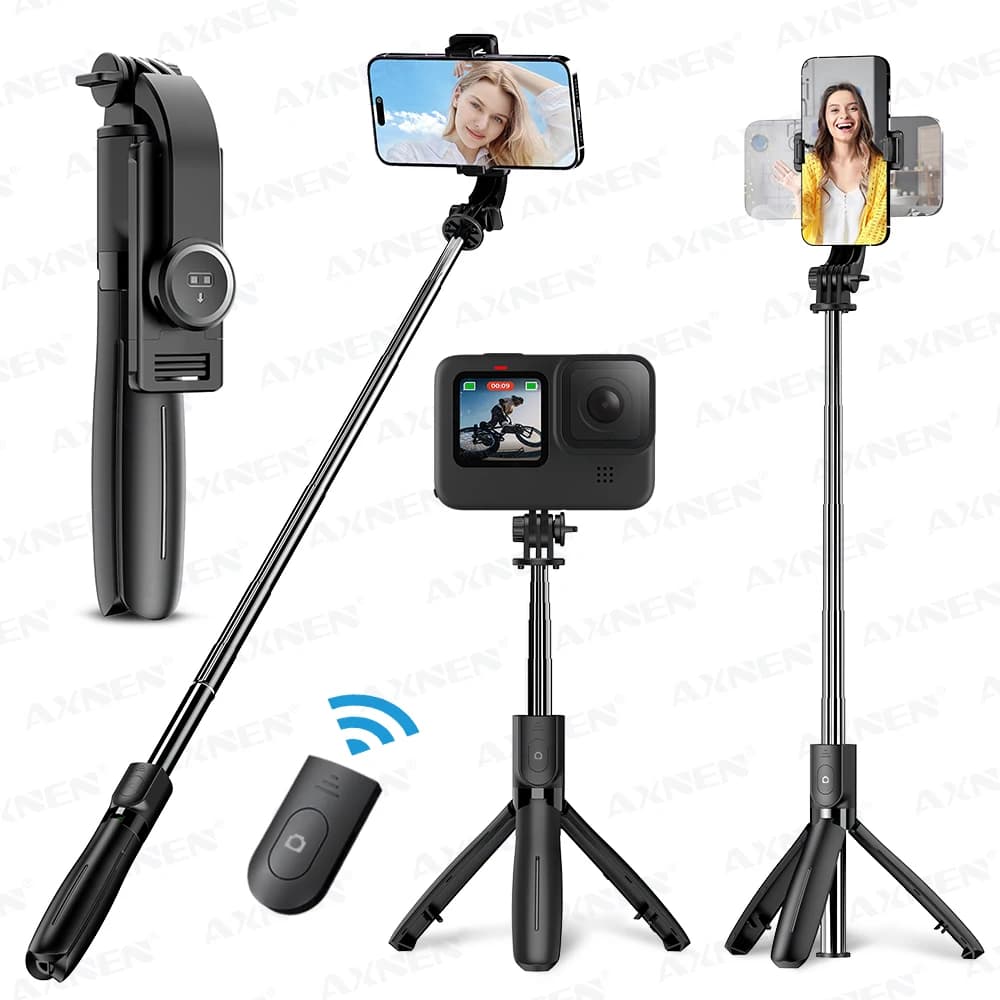 Supporto per treppiede Wireless per Selfie Stick con asta estensibile remota Bluetooth leggera per telefono cellulare iPhone Tiktok Vlog Live Streaming