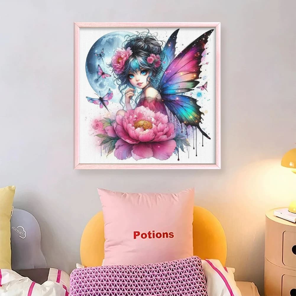 Kit punto croce stampato ragazza 40x40 cm Set artigianale per ricamo fai da te 11CT Decorazioni per la casa