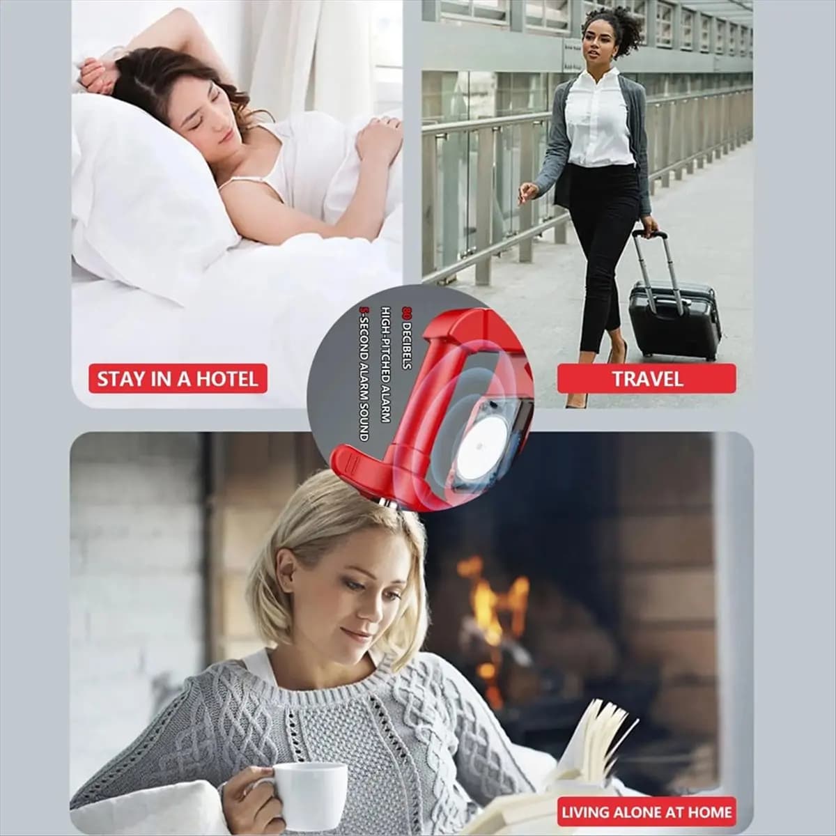 Fermaporta con allarme portatile Serratura portatile da viaggio Antifurto Bloccante per porta Fermaporta Cuneo di allarme di sicurezza